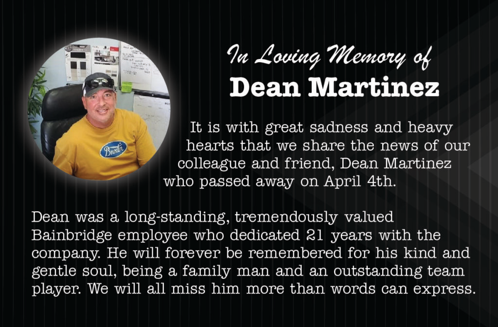 A memorial card for dean martinez